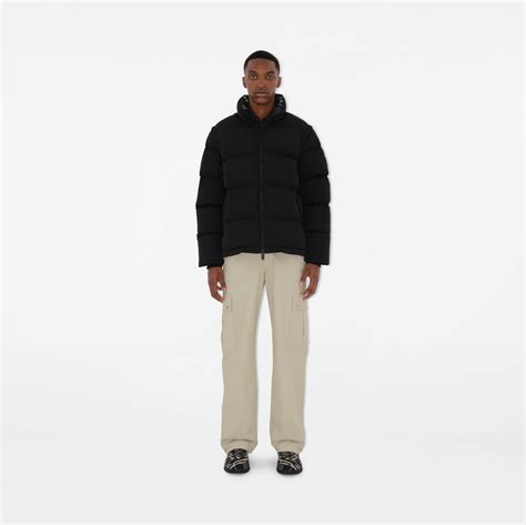 Nylon Puffer Coat in Black/snug 